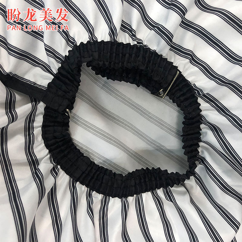 網紅圍布成人家用美發剪頭髮圍布條紋復古黑白燙染焗油理髮圍布