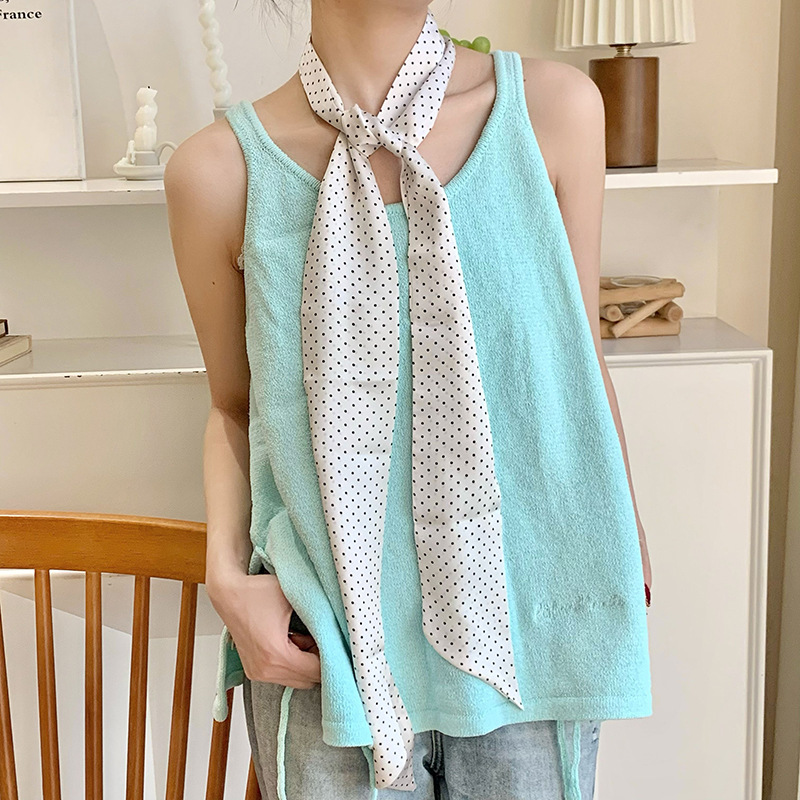 Pequeña bufandas de seda de punto de onda de verano versátil ins bufandas delgadas y largas correa de correa retro coreana correa de pelo correa de cinta