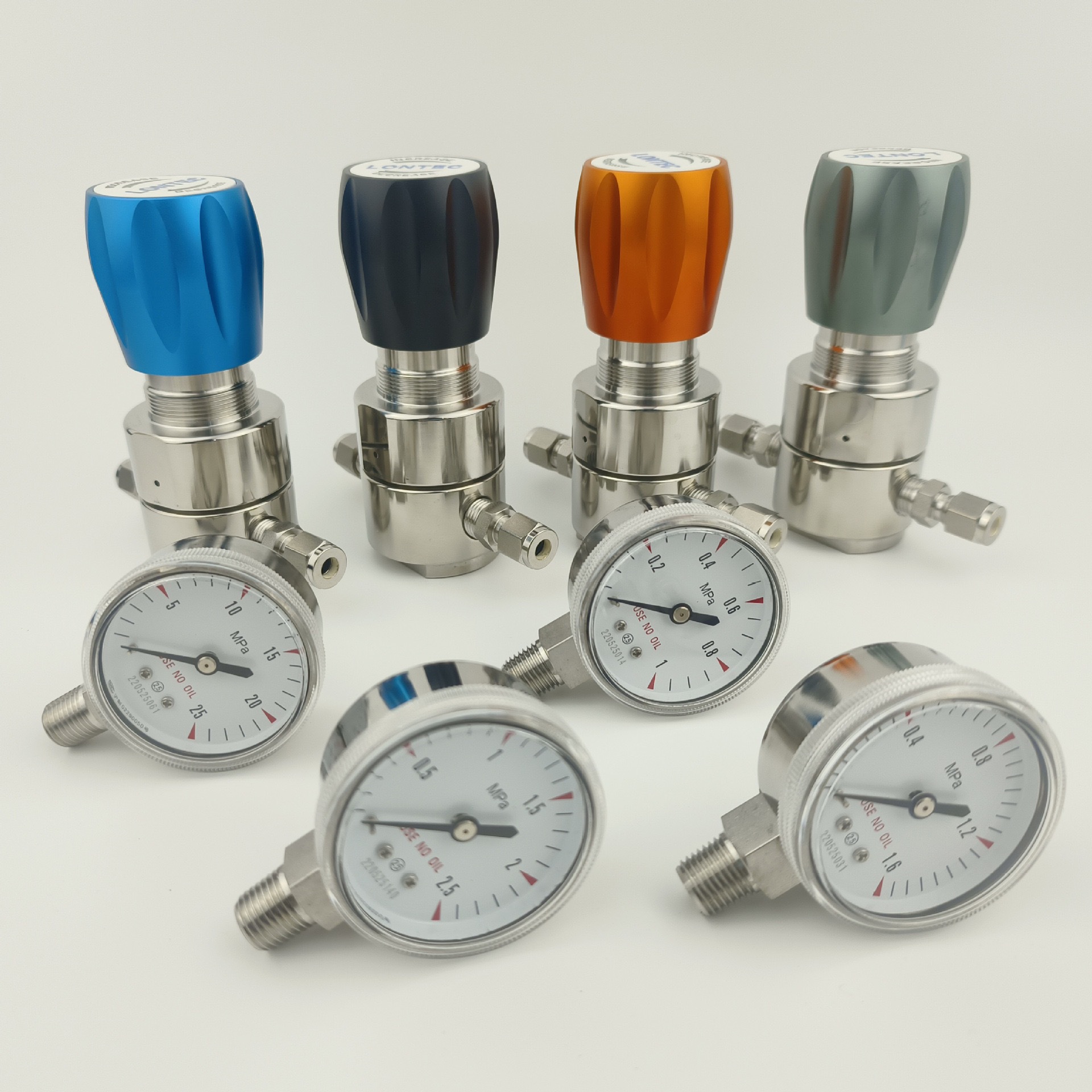 出口型不锈钢减压阀实验双表头氧氮氦气天然气管道石油管道减压器