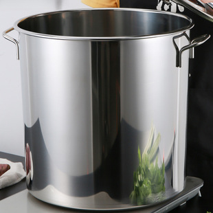 304 Stainless Steel Barrel, Round Barrel, Commercial Soup Barrel, Burning Water Barrel, Household Stew Pot, Brine Barrel, Large Capacity, Thickeneded Soup Pot with Lid