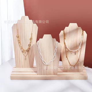 木质项链展示架柜台橱窗饰品收纳架珠宝陈列架可拆卸实木首饰架