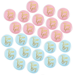 Baby Shower Gender Reveals Tinplate Boys and Girls Badge Team Boy Team Girl Badge