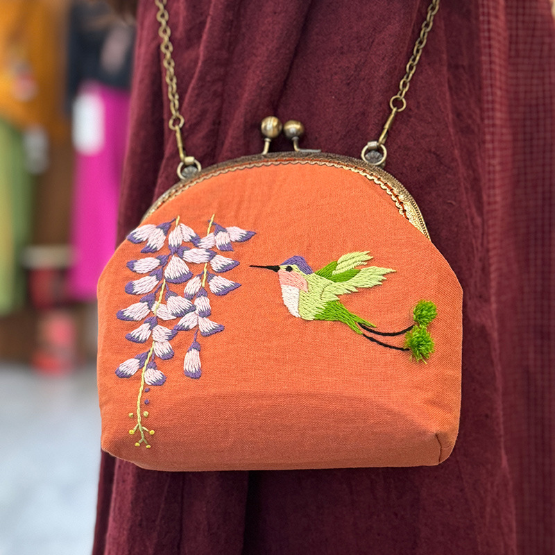 Cute gato Lu bordado bordado diy bolso de oro hecho a mano bolso de material creativo bolso regalo de novia