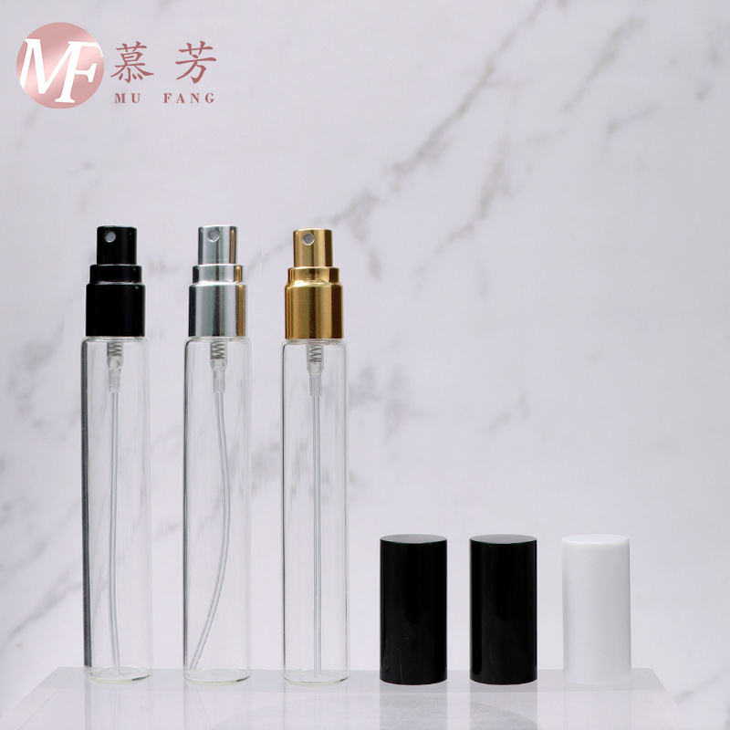 15ml透明细长圆柱香水铝喷雾拧口瓶 精华液拉管玻璃螺口瓶