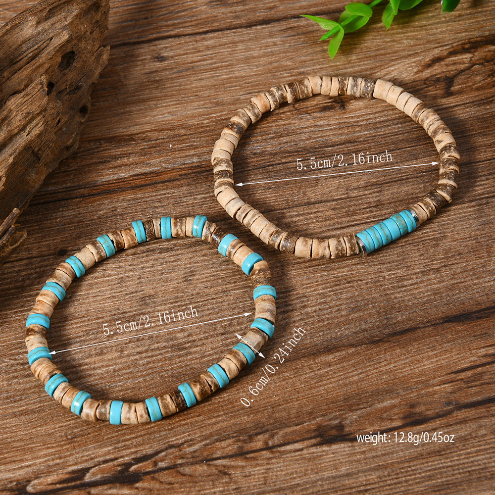 Retro Simple Style Geometric Wood Turquoise Men's Bracelets Imitation Pearl Accessories display picture 5