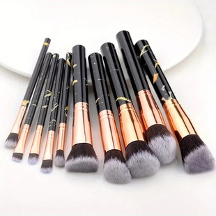 Factory Customized Portable Soft-Bristled Blush and Eye Shadow Brush Full Set of Beauty Tools 10 Marble Makeup Brush Set