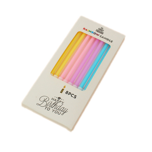 Wholesale ins Korean version of colorful candles 8 pack party cake creative pencil birthday baking candles cross-border