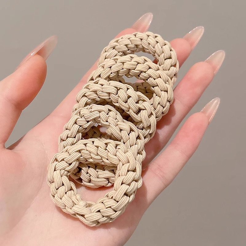 Corda de cabello de cola de caballo de tejido coreano, tocado de banda de goma de alta elasticidad no lesionar bola de cabello, cuerda de cabello