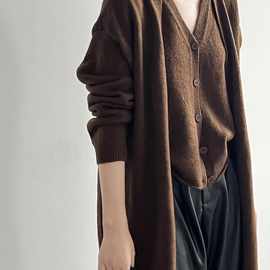 咖啡色美拉德韩式穿搭套装长款毛衣针织开衫背心两件套高级感搭配