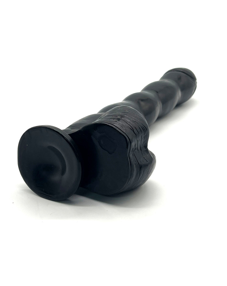Caterpillar Textured PVC Dildo, Black Realistic Masturbation Stick for Adults — detail image 6