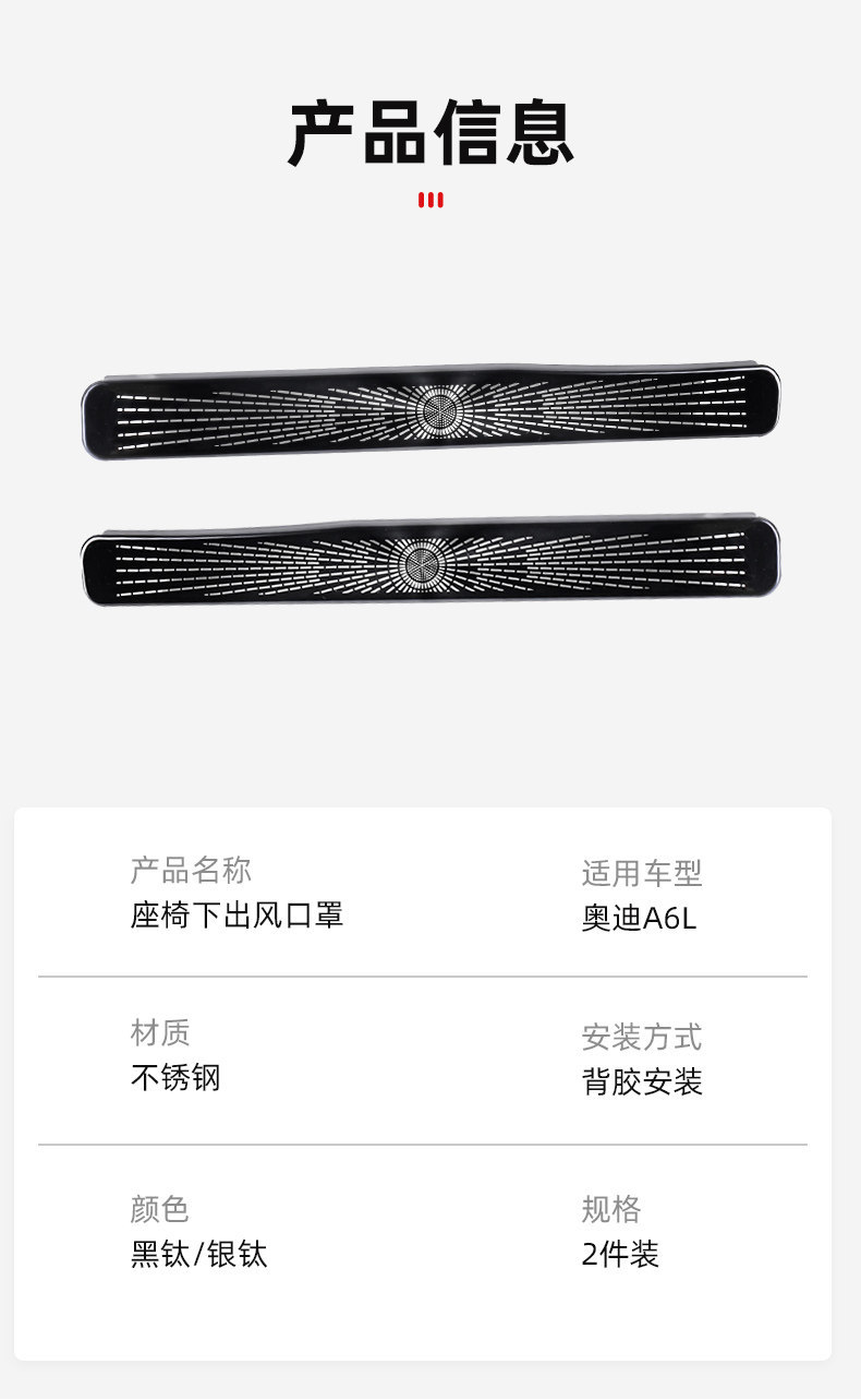 Suitable for 19-26 Models of Audi New A6L Air Conditioning Vent Under-Seat Protective Dust Cover Modified Interior Decoration Accessories