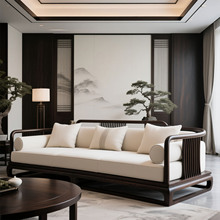 新中式沙发轻奢现代乌金檀木真皮大户型别墅酒店客厅高端实木家具