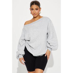 H 36368 Asymmetric Off-Shoulder Hoodie б��¶���l�W��