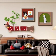 小众艺术客厅装饰画仿真绿植沙发背景墙壁画趣味卡通儿童房挂画