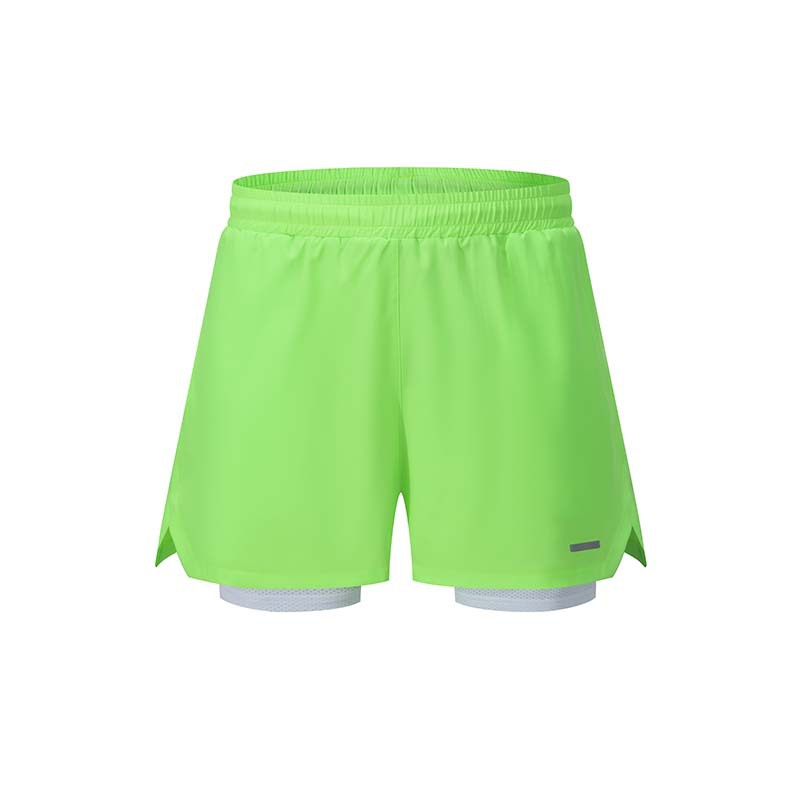 Verano hombres fitness correr doble secado rápido shorts maratón grupo correr deportes tres pantalones en stock impreso al por mayor
