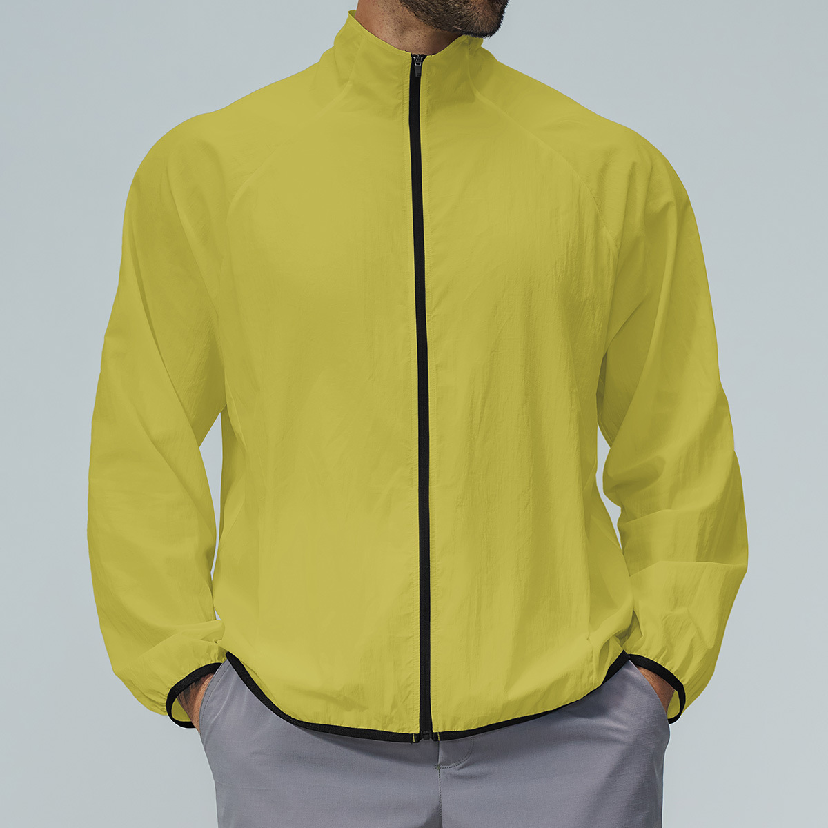 Cross-border men's lightweight sun-protective color-block stand-collar quick-dry sports outdoor casual hiking jacket 81004N