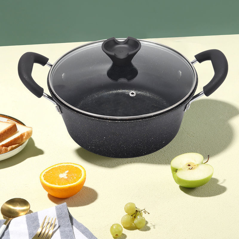 麦石汤锅家用燃气深汤锅加厚加深蒸锅一体高颜值深锅不粘锅高