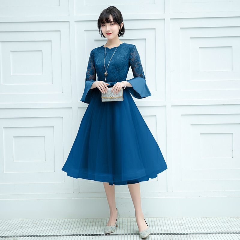 Vestidos de noche que se pueden usar diariamente, nuevo estilo 2026, elegante vestido midi de encaje para figuras pequeñas, efecto adelgazante, disponible para dropshipping. image 10