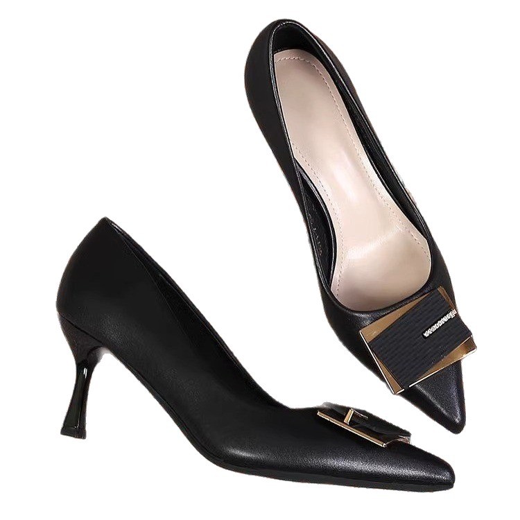 2026 nuevos zapatos de tacones altos de hebilla cuadrada temperamento de tacones delgados no cansados zapatos de pie de punta de mujer zapatos de trabajo de banquete de lujo ligero francés