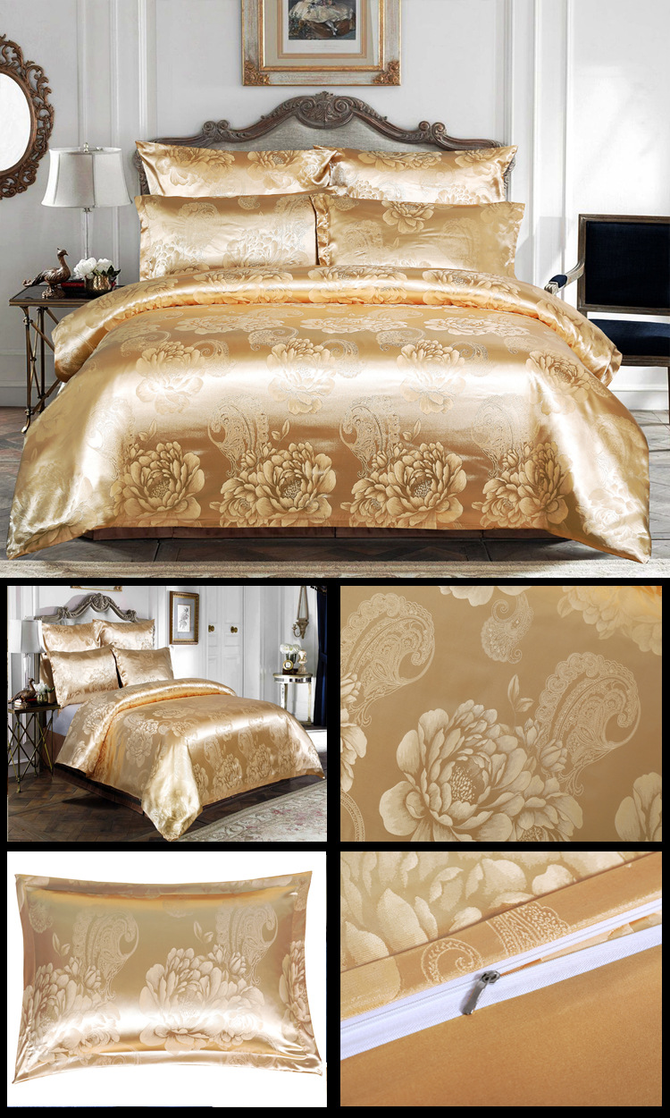 Set copripiumino jacquard in raso stile europeo da tre pezzi, Nantong_voghion.com