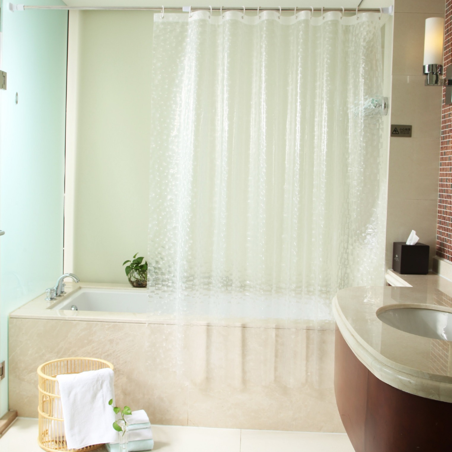 Cortina de ducha EVA Water Cube Cortina de baño impermeable, engrosada y a prueba de moho, cortina de partición de diamante, cortina colgante