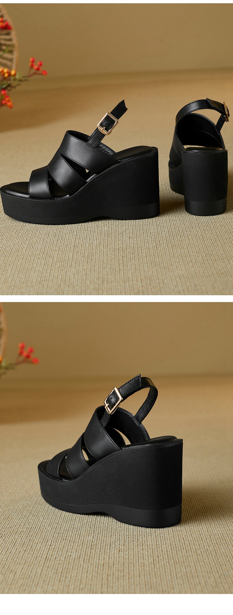 Sandal nữ mũi nhọn gót xuồng đế dày phong cách La Mã quai một dây — đen chi tiết 11