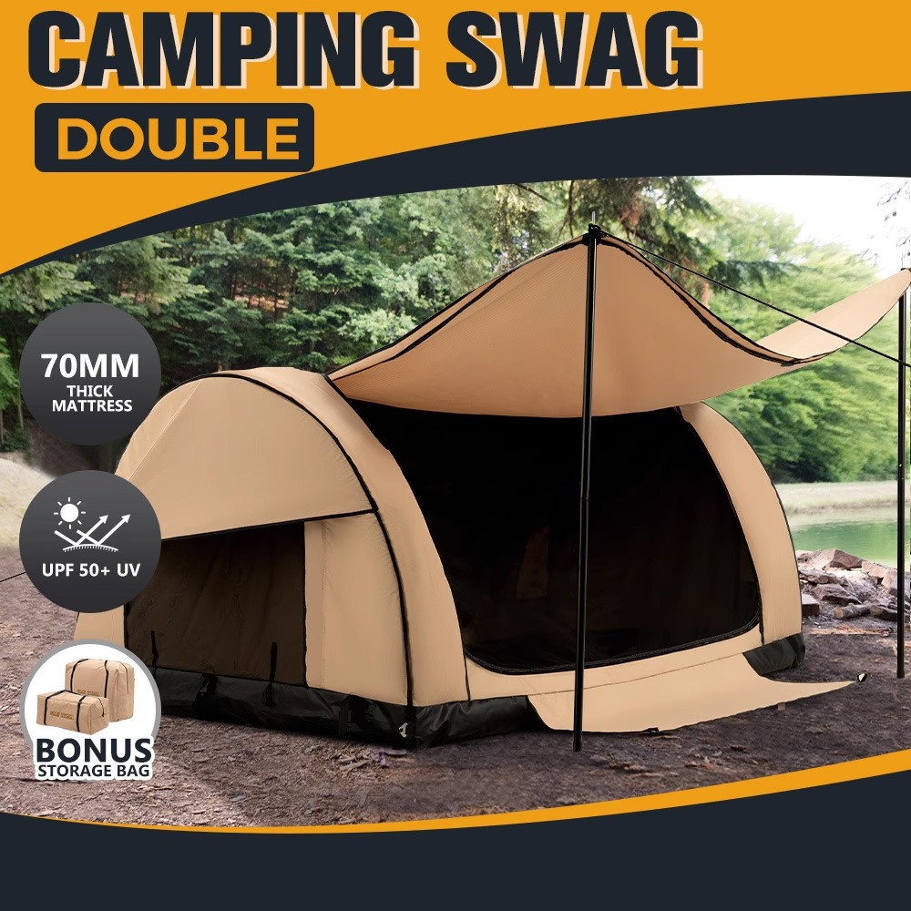 Inflatable Tunnel Tent for 3-5 People, Thickened Single/Double Person Leisure Tent with Large Space, Rainproof, Large Capacity Camping Tent