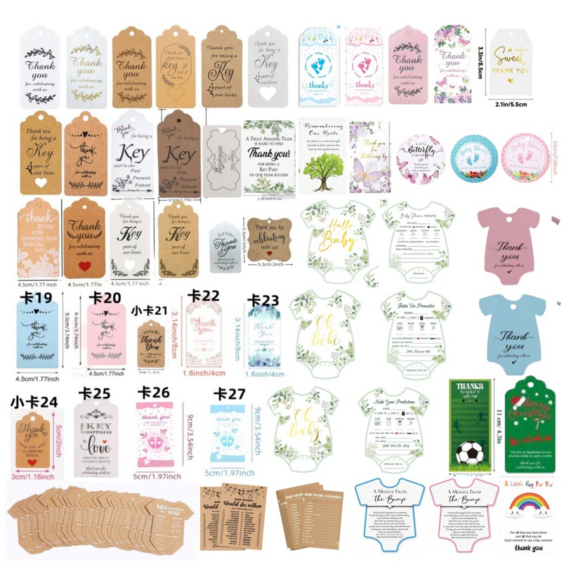 Cross-border explosions all kinds of paper tag in stock wholesale Thankyou card packaging listing label gift thank you card
