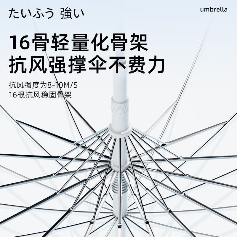 骨透明雨伞长柄伞大号双人女白色网红日系高颜值雨伞加大伞|undefined