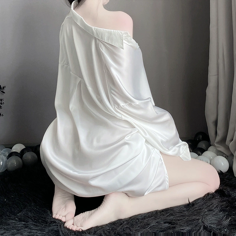 Sexy shirt, thin pijama, white uniform, plus size