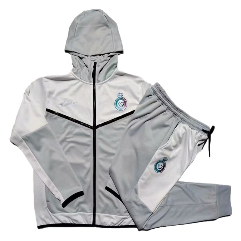 Autumn and Winter Warm Hooded Jacket for Adults, Long Zip-Up Coat for Football Training, Suitable for Marseille, Real Madrid, Juventus, Chelsea