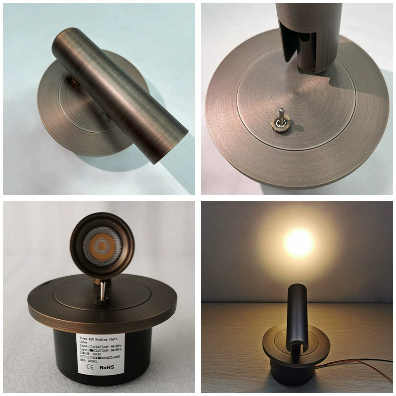 LED-настенный светильник для чтения, 3000K, 3 Вт, встроенный выключатель, множество отделок