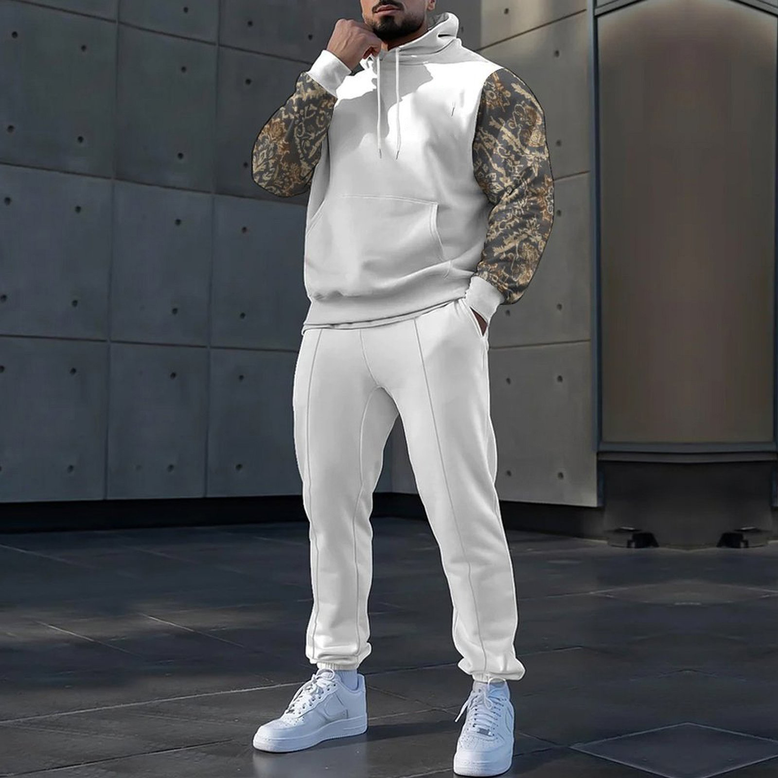 2024 estilo minimalino neutro estilo de personalidad de todo fósforo casual cómodo suéter con capucha de manga larga pantalones MC11-ML1