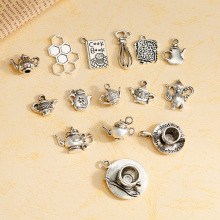 复古合金茶壶小吊坠手工饰品diy配件迷你咖啡杯项链挂件跨境爆款