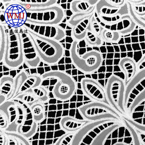 Vimeija Edge Spring and Summer New Dress Fabric, Thin Fabric with Lattice Embroidery and Chiffon Stitching