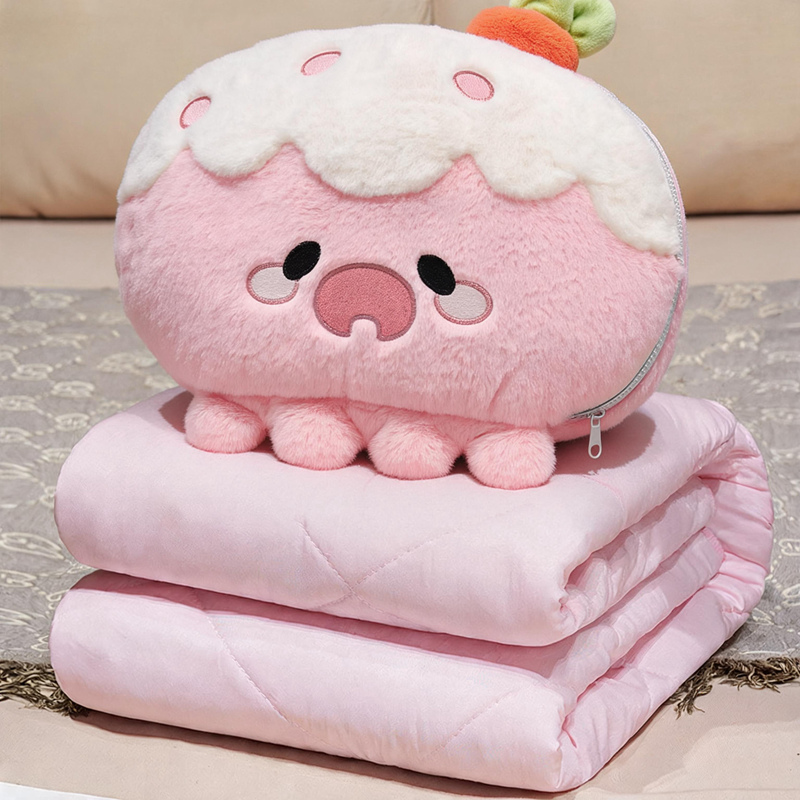 Cojín Edredón Plegable 2 en 1 de Peluche para Oficina y Automóvil