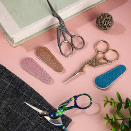 家用不锈钢镀金鹤剪刀保护套直头玫瑰合金钛小剪布料裁剪线头剪刀