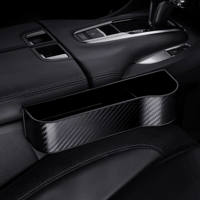Car Seat Gap Storage Box Car storage bag/box - carbon-fiber-pattern-plastic-co-driver-black
