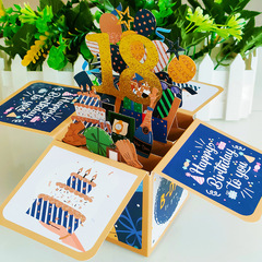 Wholesale manufacturer 18th birthday creative laser-cut paper carving 3D birthday greeting card 3D box