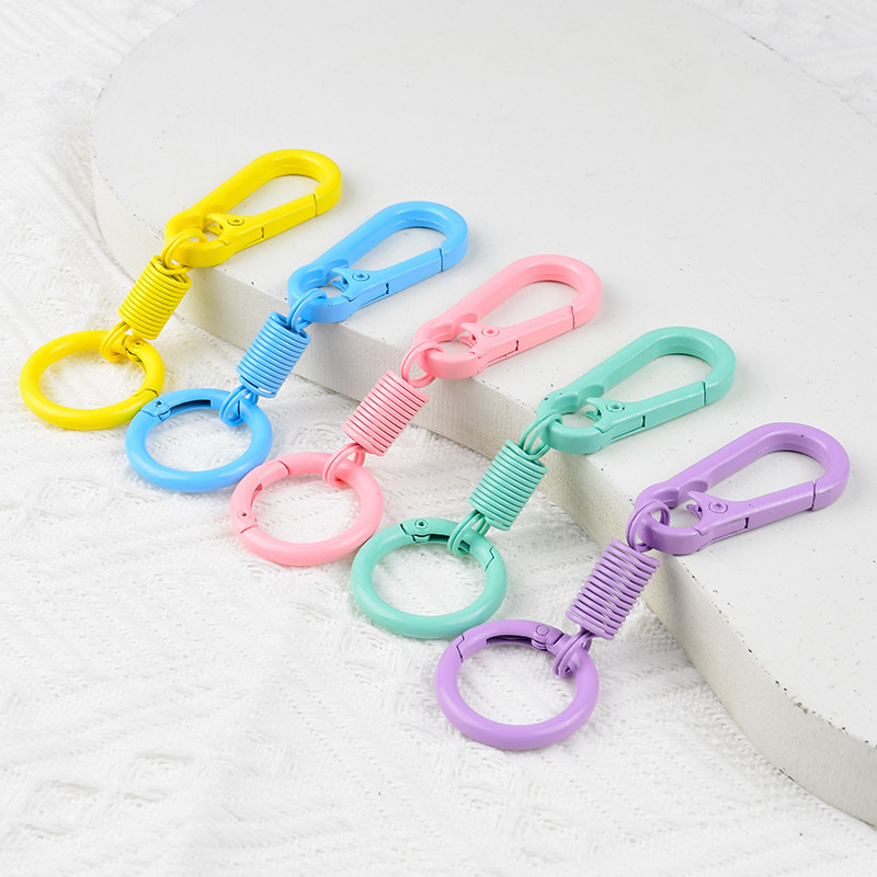 Breathing Rebound Ring Keychain Solid Color Simple Zinc Alloy Car Keychain Cross-border Carabiner Keyring