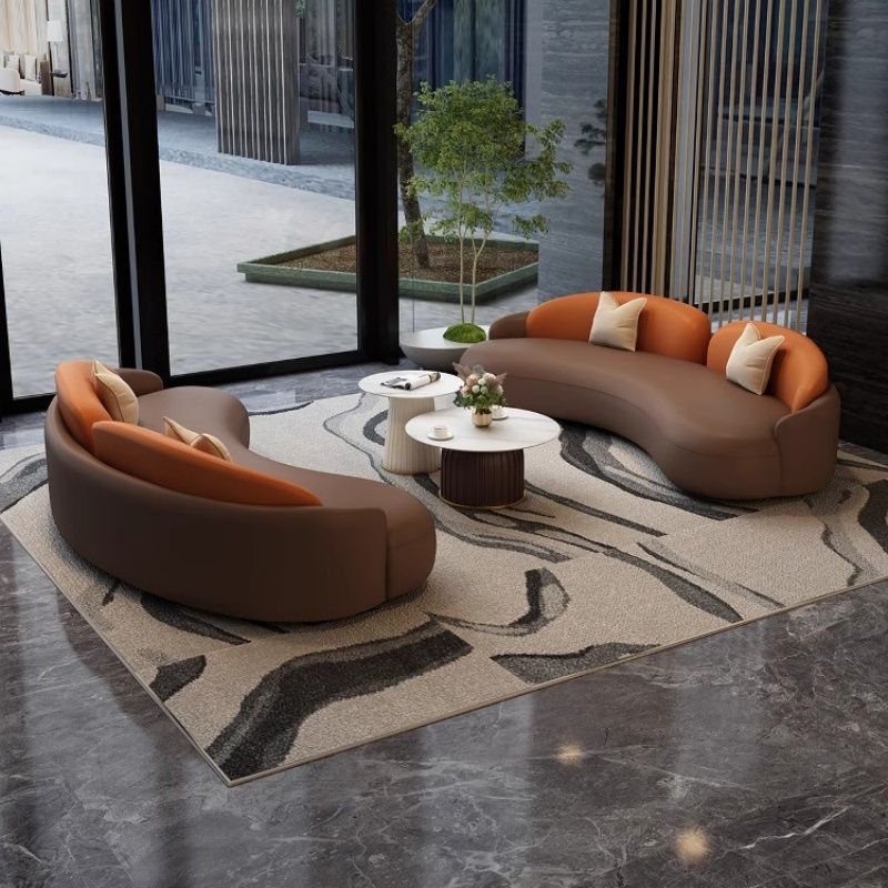 Reception Sofa Combination Hotel Lobby Reception Area Guest Room Light Luxury Beauty Salon Curved Sofa