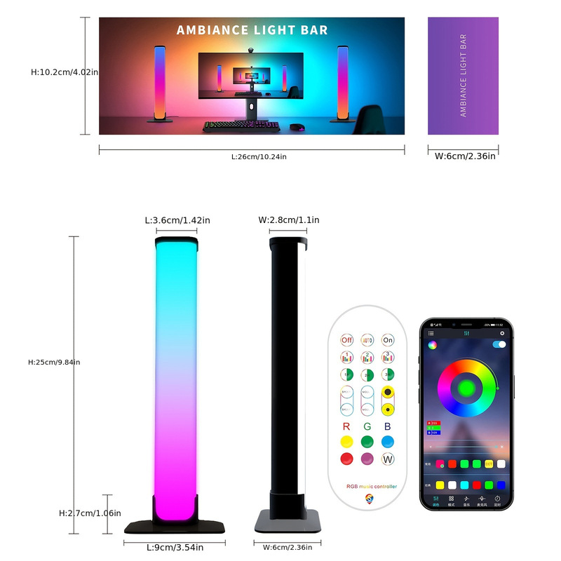 rgb LED ライトバー アプリリモコンワイヤー付き USB クロスボーダー|undefined