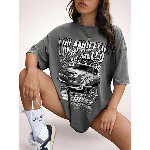 Short-sleeved basketball crew neck T-shirt for women, European and American summer school reunion, printed, available on eBayCoolane
