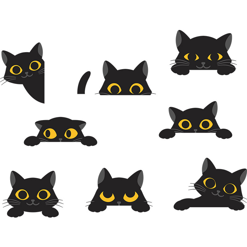 New Chic Cartoon Black Kitten Halloween Party Atmosphere Glazing Plate Glass Decorative Wall Sticker display picture 2