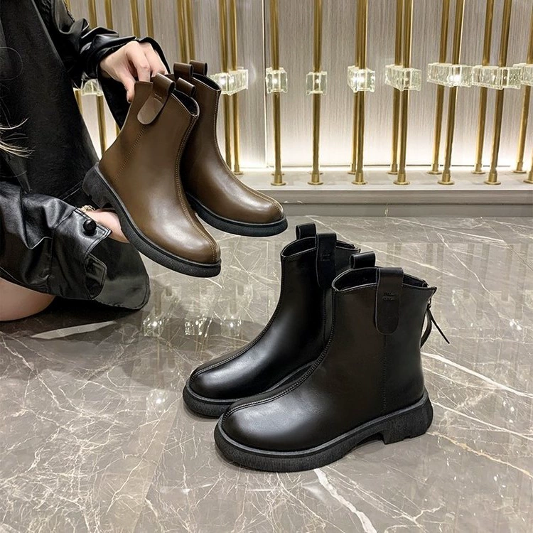 Женские ботинки Мартин в британском стиле, короткие ботинки Челси в стиле ретро на толстой подошве, ботинки, увеличивающие рост для маленьких людей, модные ботинки-дымоходы на толстом каблуке.