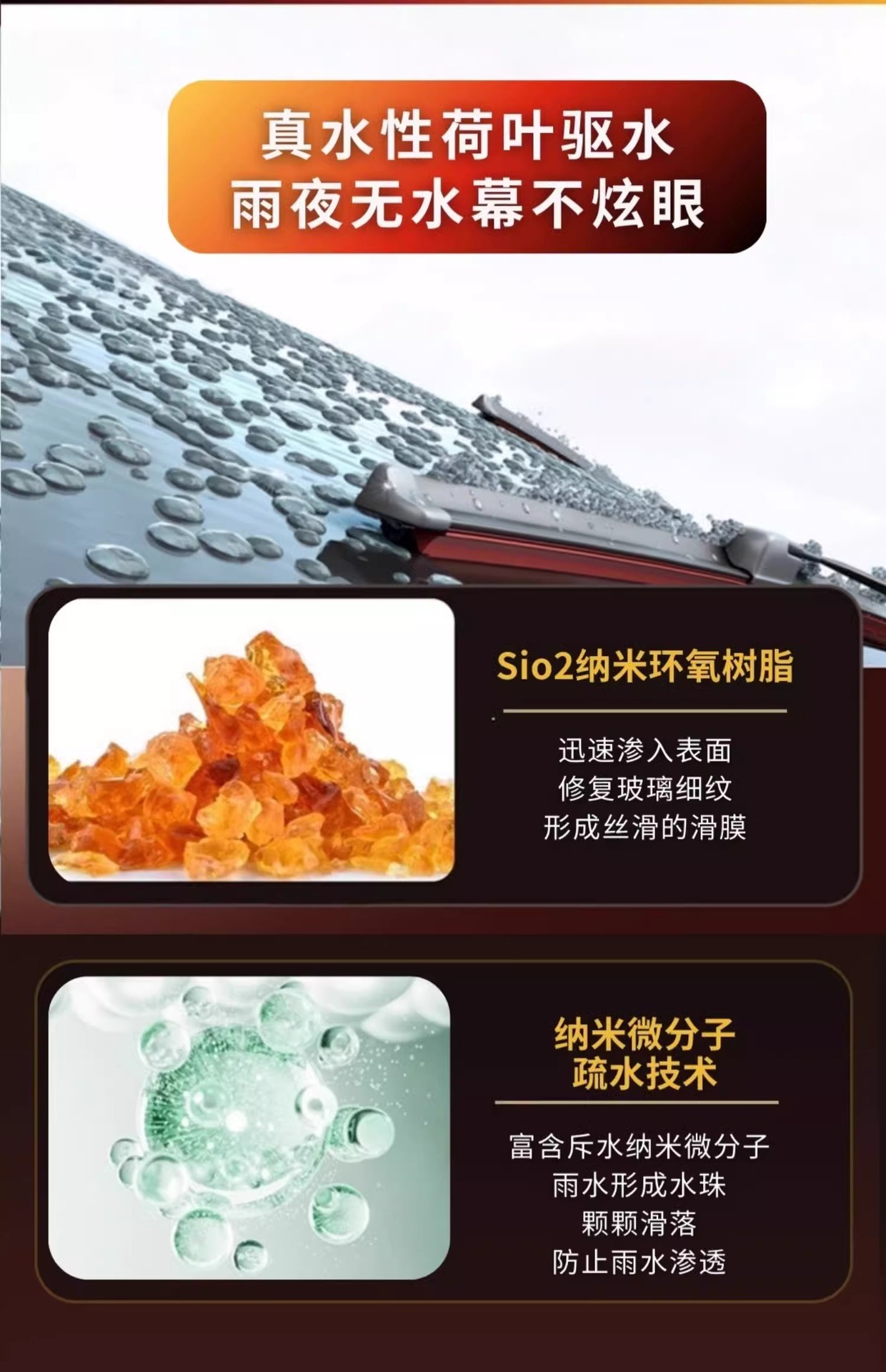 Car Glass Rain Repellent Spray, Waterproof and Rainproof for Windows, Rearview Mirror Rain Repellent, Anti-Fog Spray, Oil Film Remover