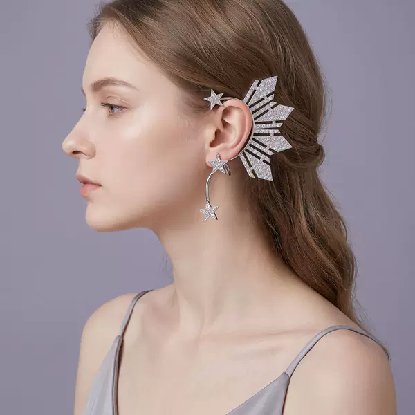 Factory-direct niche style ear cuffs for holiday parties and stage performances, light luxury high-end personalized versatile accessories