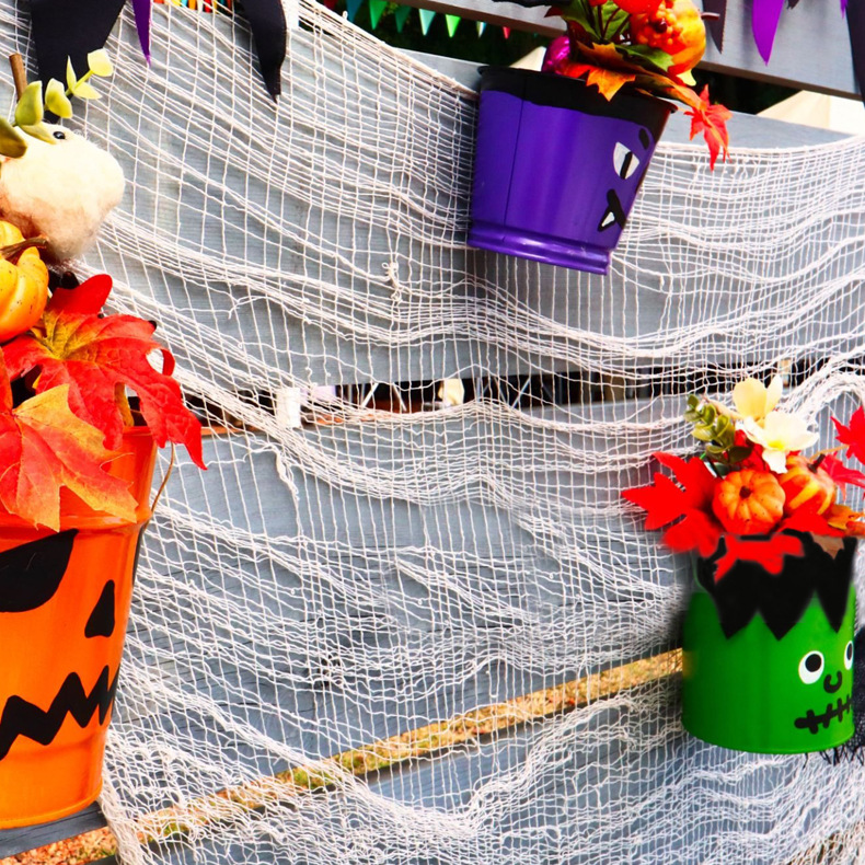 Halloween accesorios gaza negra sala de escape tema de fiesta escenario decoración de terror colgante vestir gaza de impresión de mano