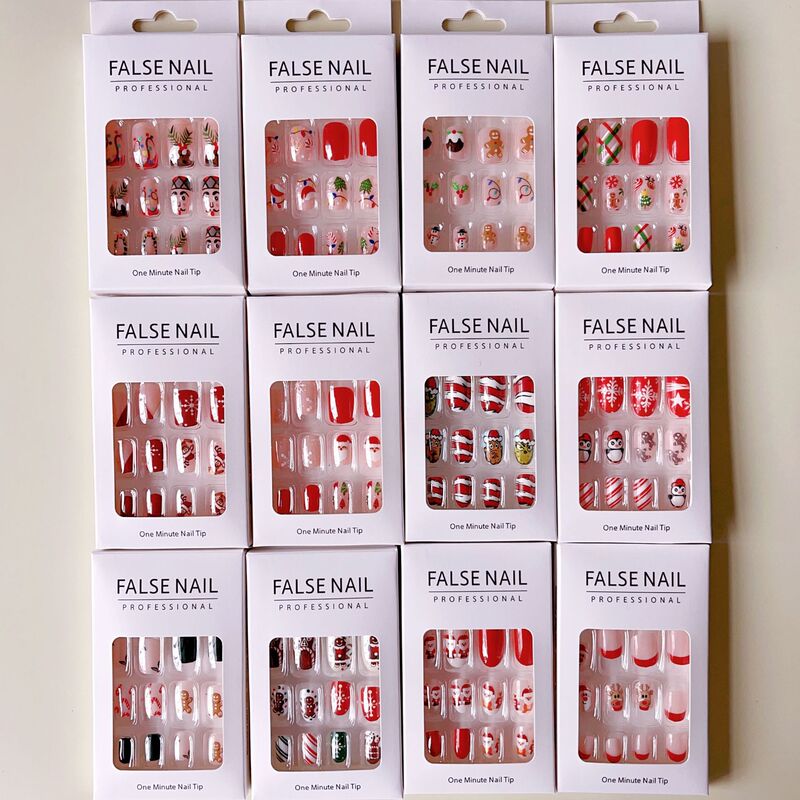 12-Piece Boxed Christmas Nail Art Mixed Set for Cross-Border Export, 12-Piece Wholesale Christmas Nail Art Mixed Set