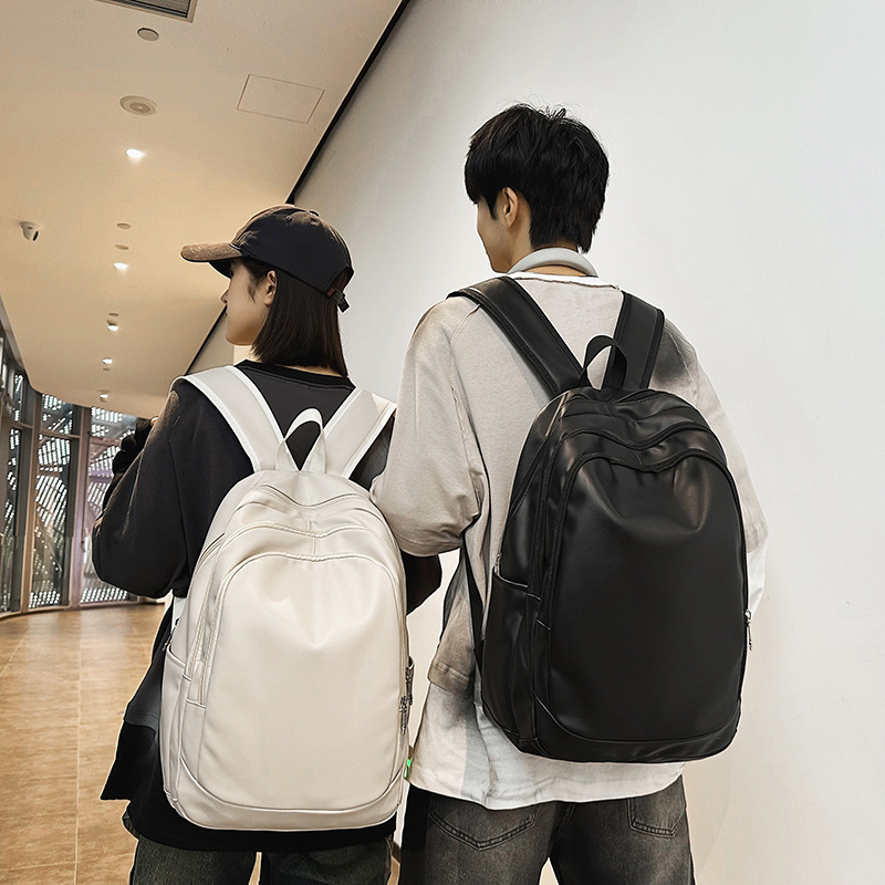 Schoolbag Female PU New Design Sense Backpack All-match Small College Student Backpack Large Capacity Solid Color Computer Bag for Men